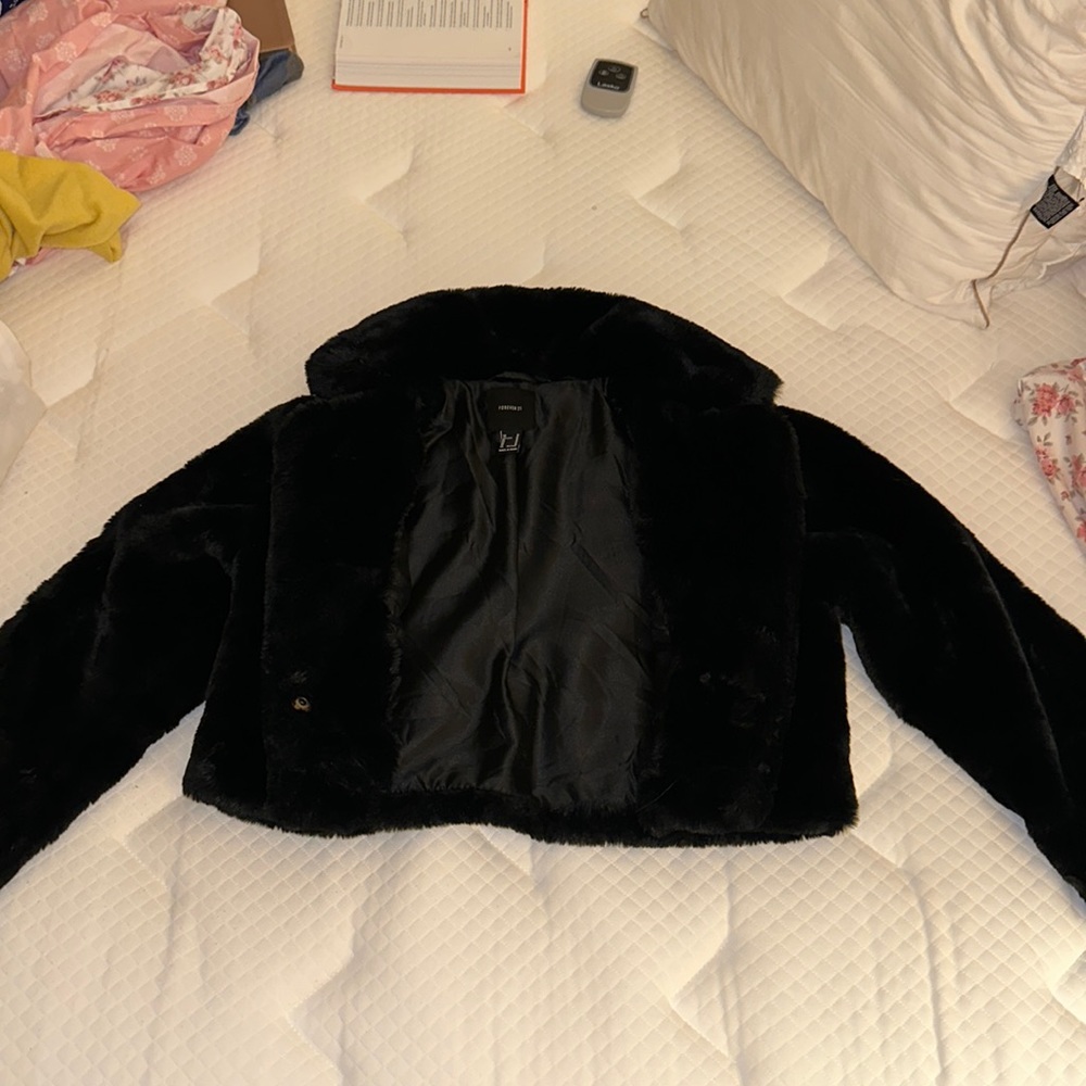 Cropped fur jacket, size M